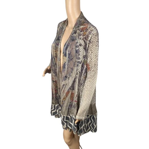 Kamana Art To Wear Lagenlook Mesh Lace Open Duster Cardigan SZ M - Picture 8 of 12